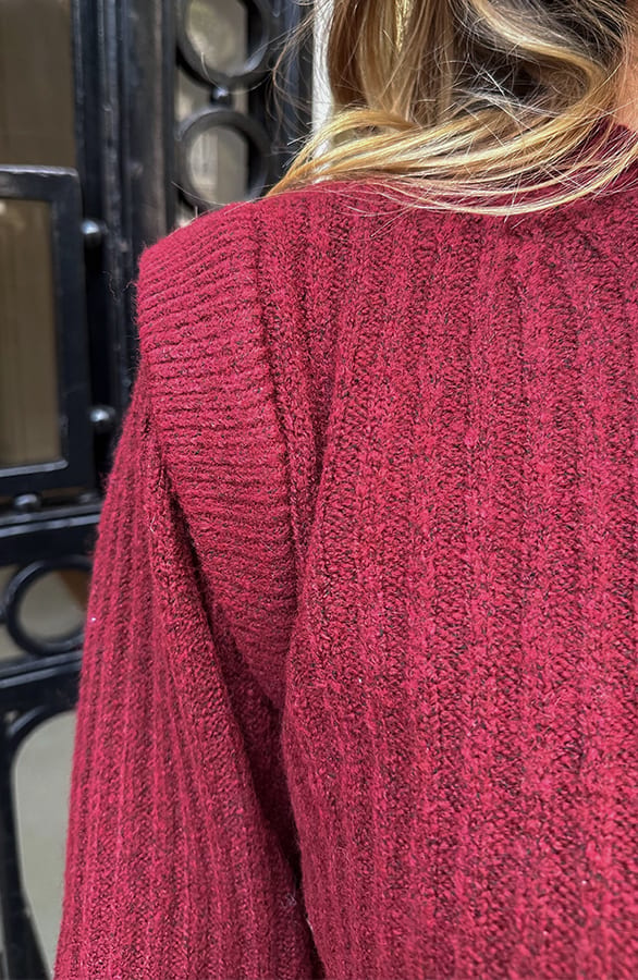 Soft Rib Detail Trui Burgundy – truien — foto 4