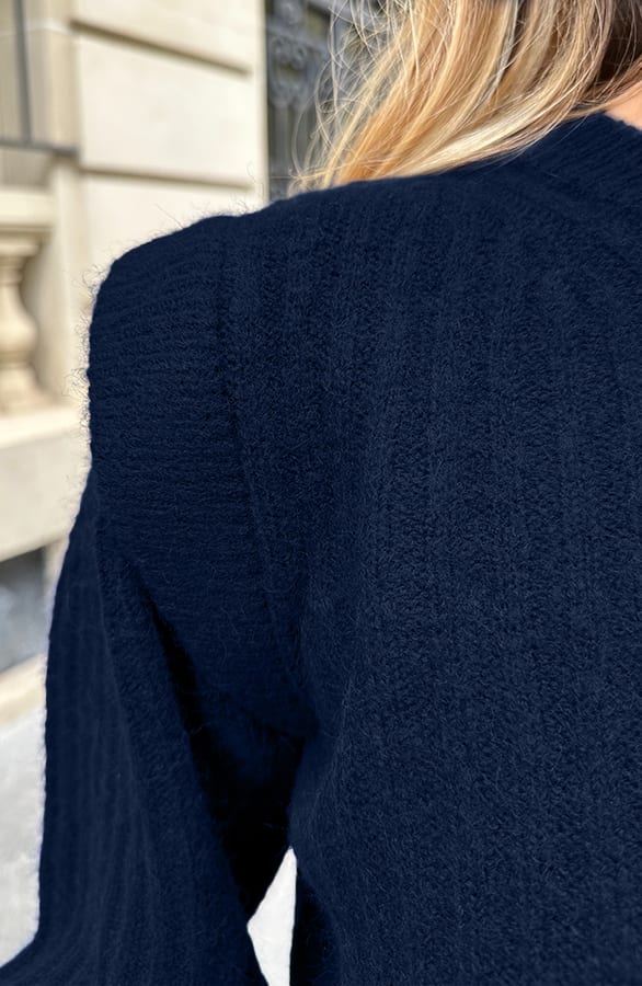 Soft Rib Detail Trui Navy – truien — foto 5