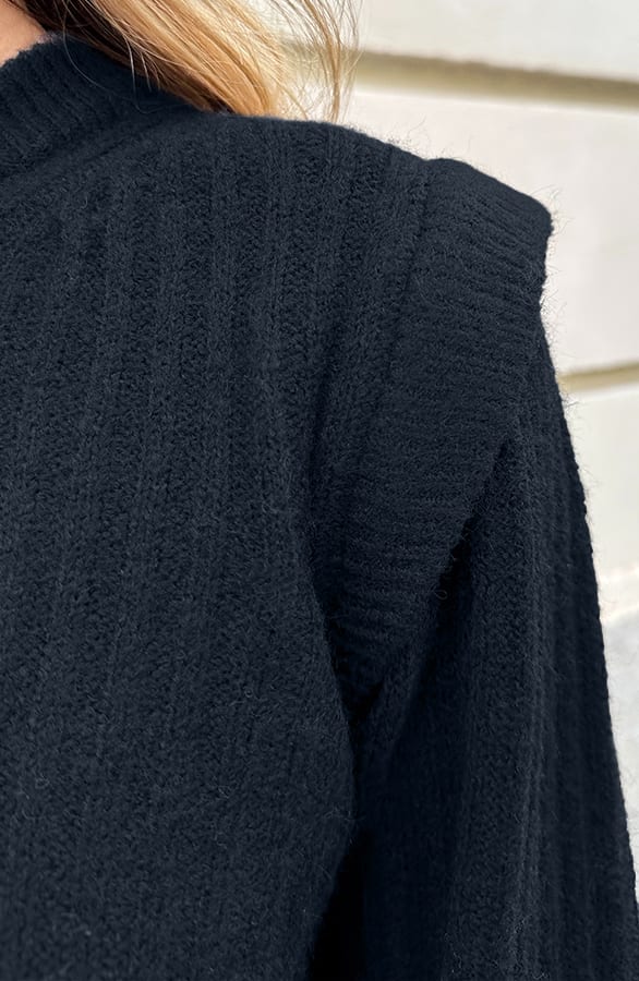 Soft Rib Detail Trui Zwart – truien — foto 4