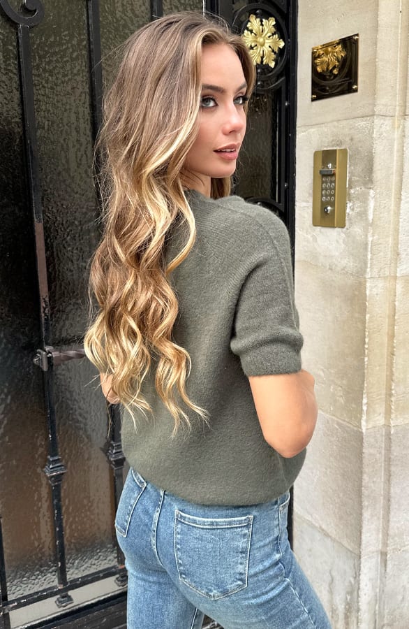 Soft Sweater Korte Mouw Evi Army – truien — foto 4