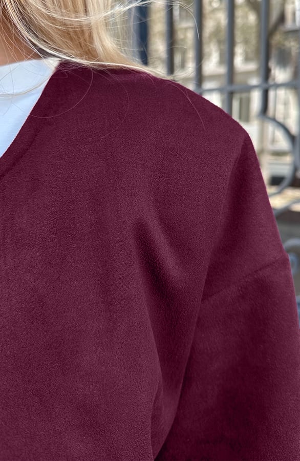 Suede Bomber Jacket Linsey Burgundy – jassen — foto 8