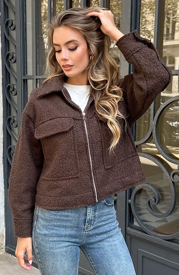 Teddy Bomber Jacket Met Rits Eden Choco – jassen — foto 9
