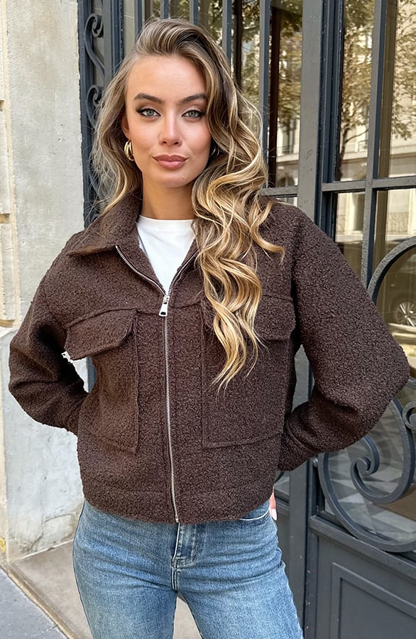Teddy Bomber Jacket Met Rits Eden Choco – jassen — foto 8
