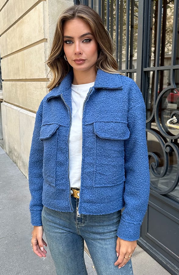 Teddy Bomber Jacket Met Rits Eden Jeans Blue – shoparchief — foto 2