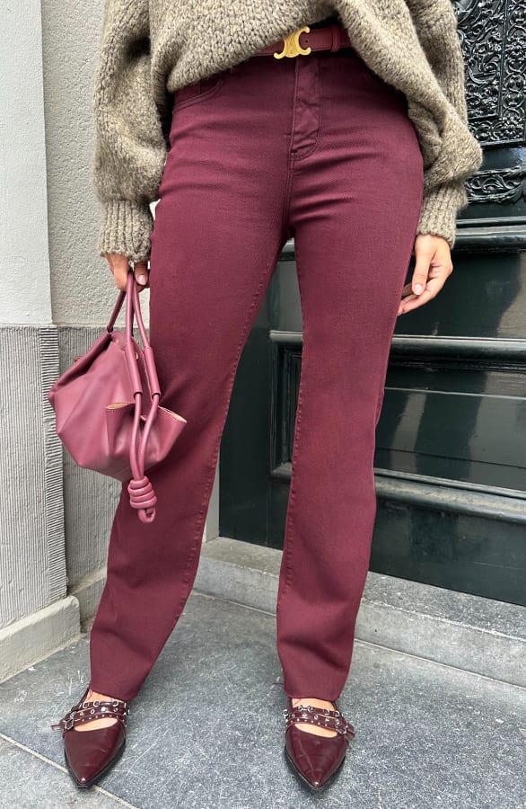 Wide Leg Jeans Dez Burgundy