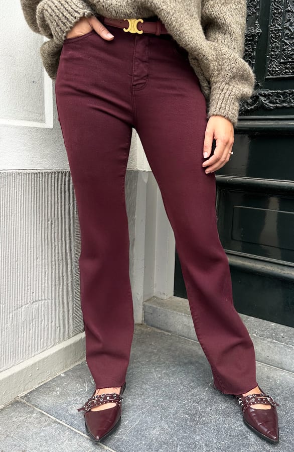 Wide Leg Jeans Dez Burgundy — foto 2