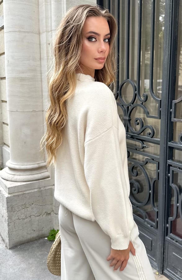 Zachte Trui Wijde Mouw Baylee Ecru – truien — foto 4