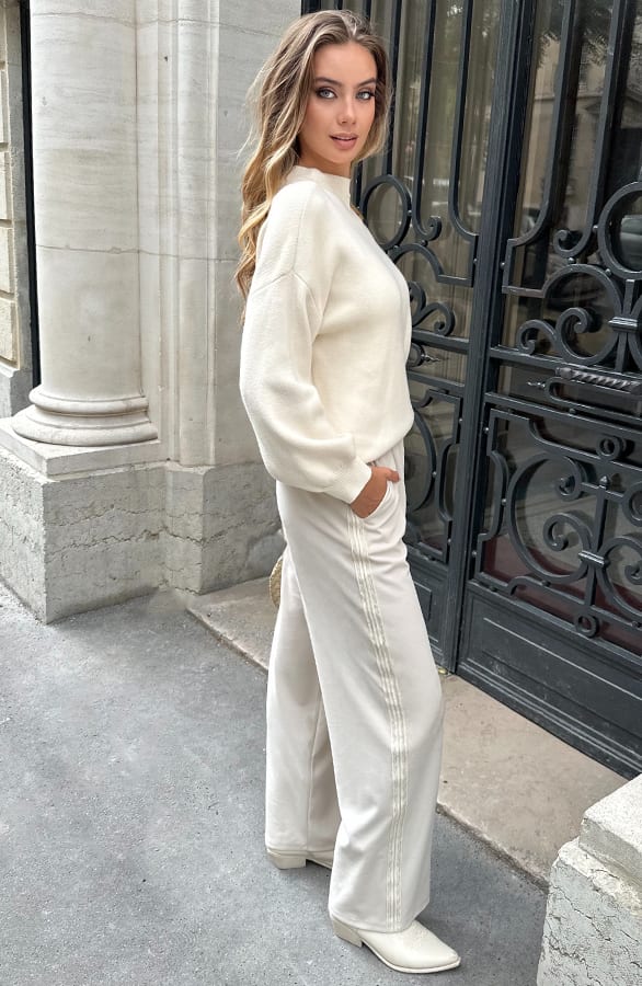 Loose Fit Pants Met Bies Beige – broeken — foto 5