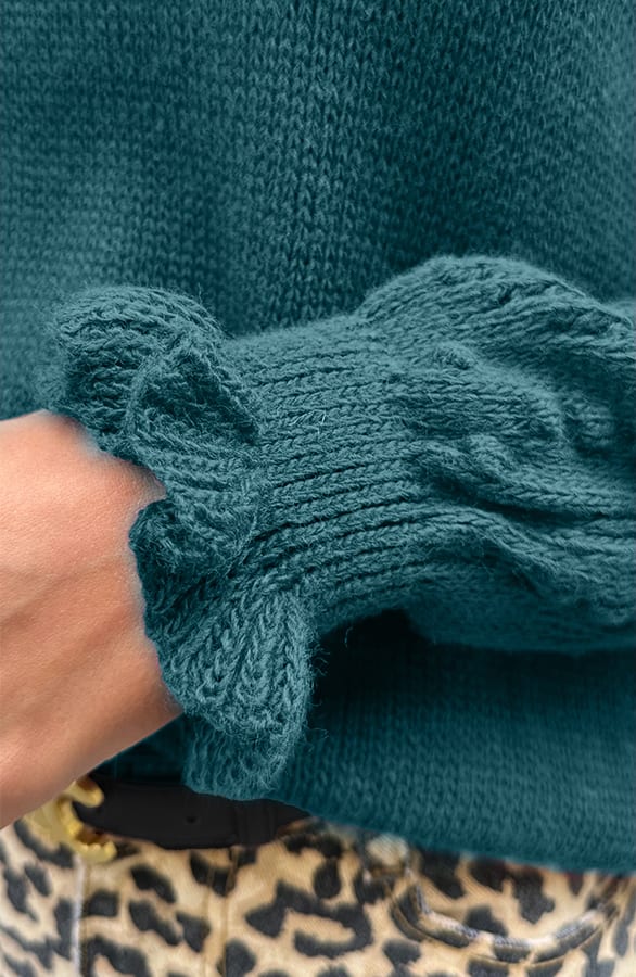 Detailed Sleeve Sweater Sari Emerald – truien — foto 4