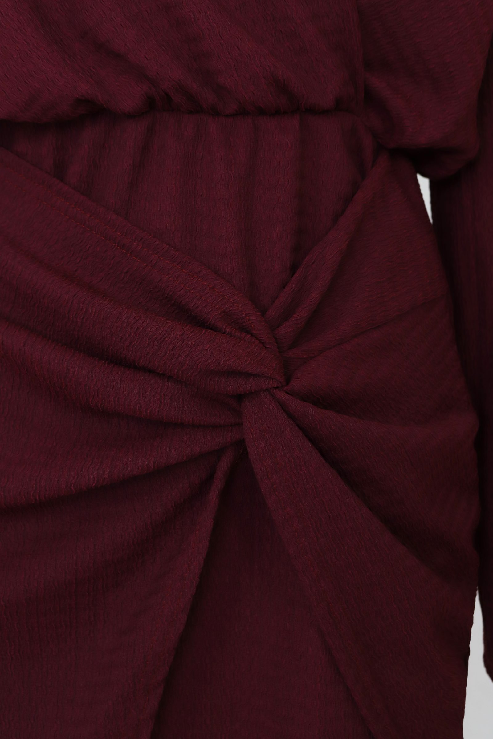 Gedrapeerde Stretch Jurk Burgundy – alle jurkjes — foto 5