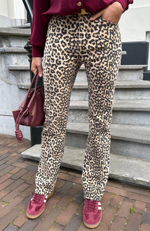 Panterprint Stretch Wide Leg Jeans Dez