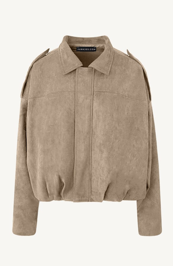 Suede Oversized Jas Beige