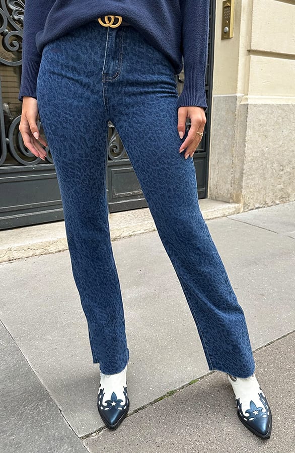 Wide Leg Jeans Dez Leopard Blue