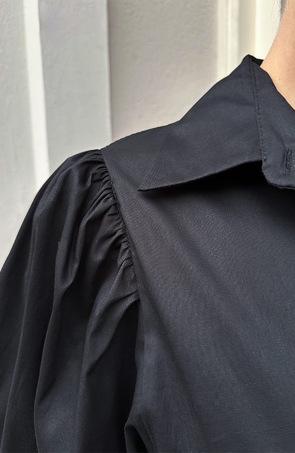 Blouse Met Pofmouwen Katoen Zwart – kleding — foto 4