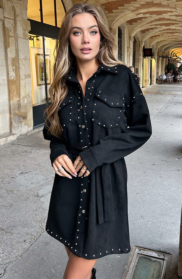 Button Down Dress Studs Zwart – alle jurkjes — foto 5