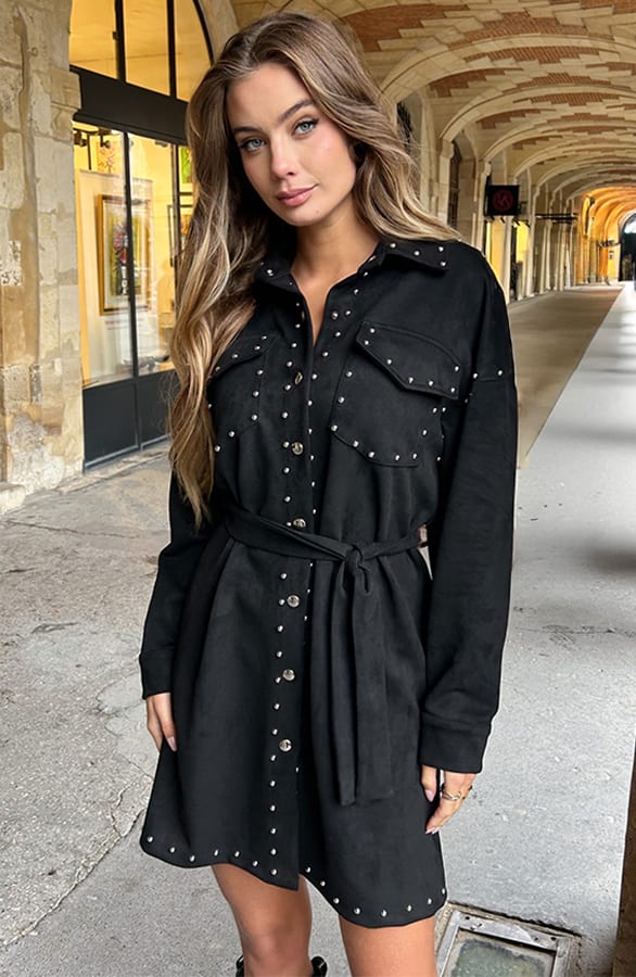 Button Down Dress Studs Zwart – alle jurkjes — foto 6
