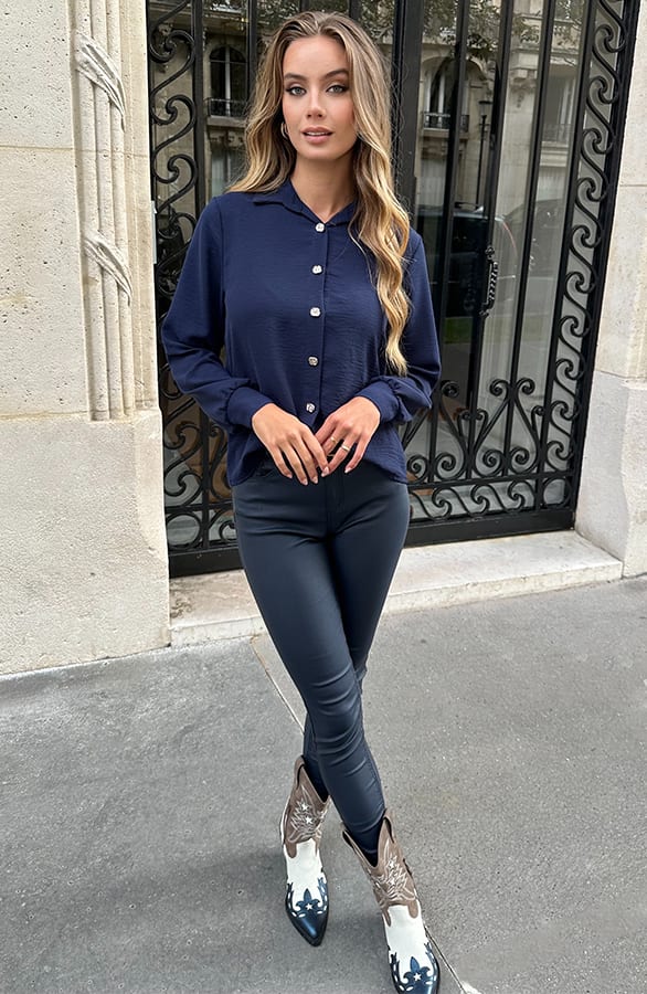 Elle Coating Jeans Navy – broeken — foto 2