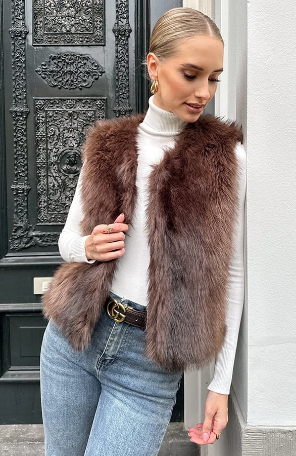 Chique Faux Fur Gilet Choco – shoparchief — foto 10
