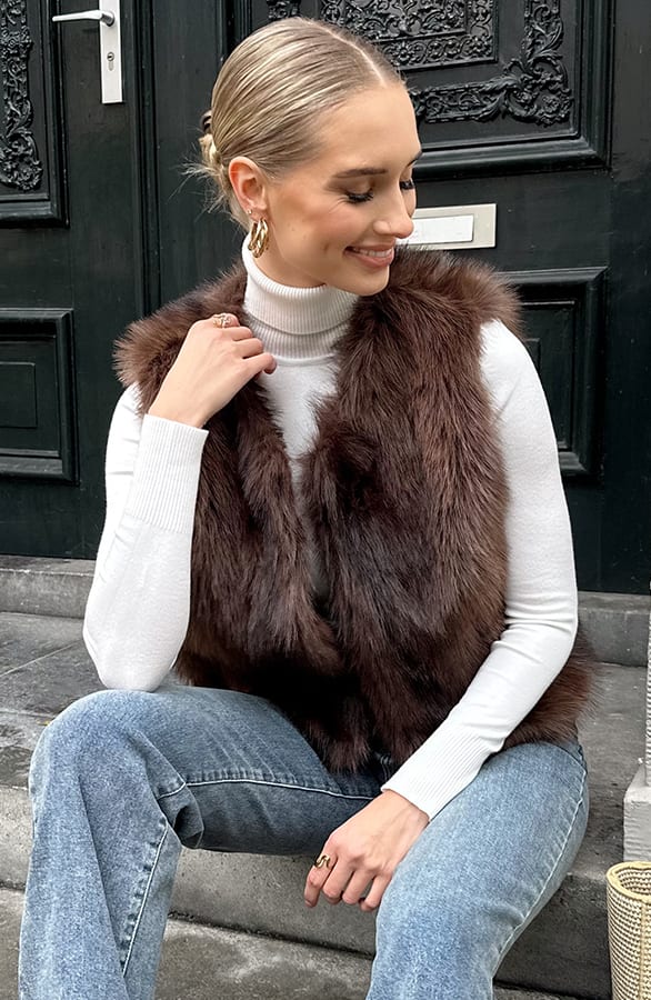 Chique Faux Fur Gilet Choco – shoparchief — foto 6