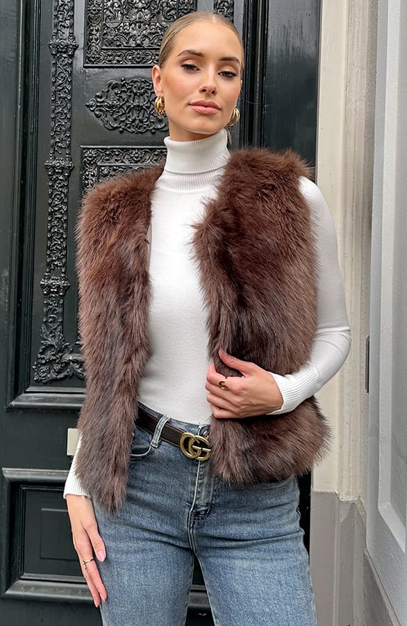 Chique Faux Fur Gilet Choco – shoparchief — foto 3