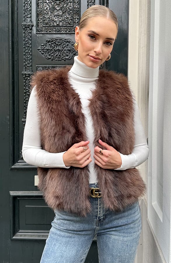 Chique Faux Fur Gilet Choco – shoparchief — foto 9