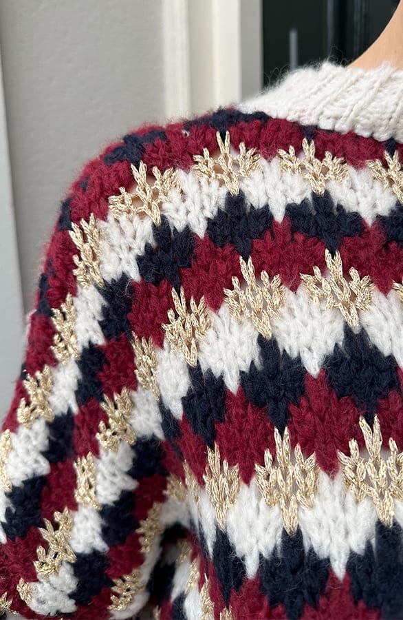 Comfortabele Oversized Knit Burgundy  Beige – truien — foto 5