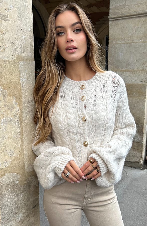 Cozy Kabel Cardigan Ecru – vesten — foto 2
