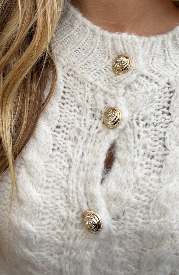 Cozy Kabel Cardigan Ecru – vesten — foto 4