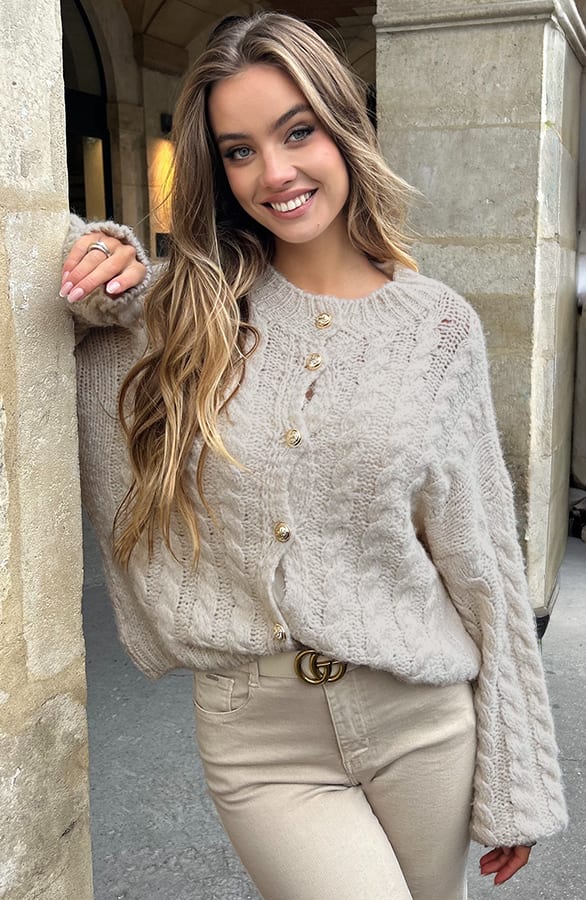 Cozy Kabel Cardigan Taupe