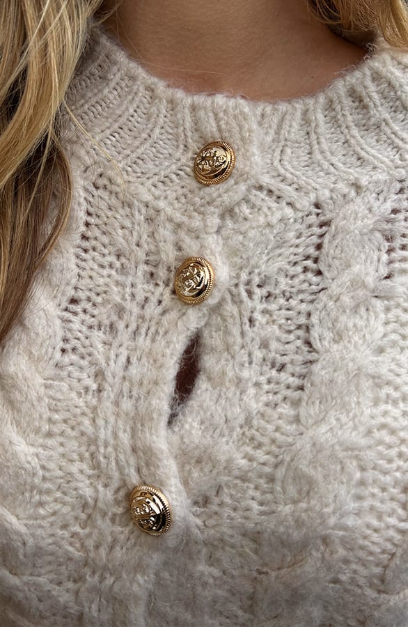 Cozy Kabel Cardigan Taupe – vesten — foto 4