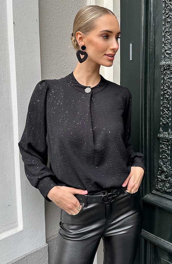 Detailed Button Blouse Glitter – kleding — foto 8