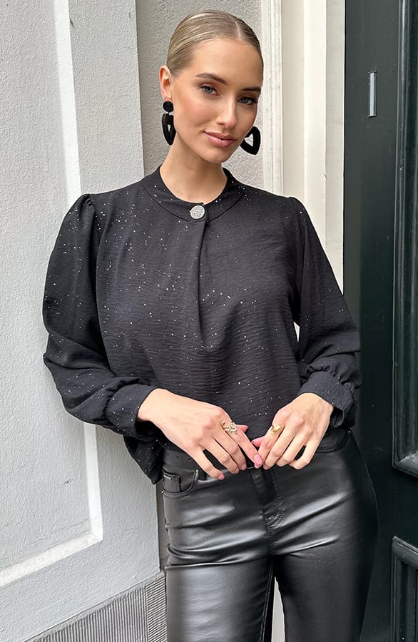Detailed Button Blouse Glitter – kleding — foto 3