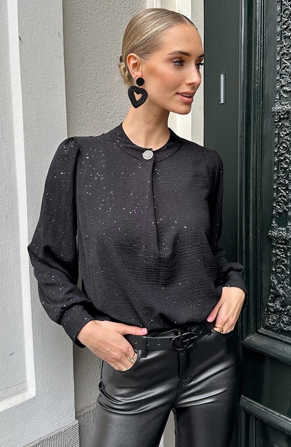 Detailed Button Blouse Glitter – kleding — foto 9