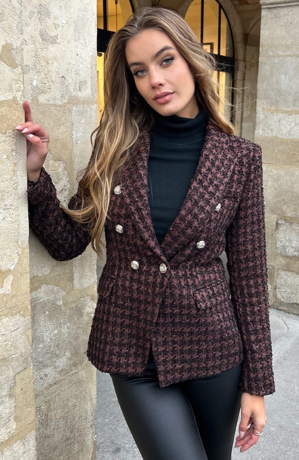 Elegant Boucle Blazer Taylor Choco – vesten — foto 5
