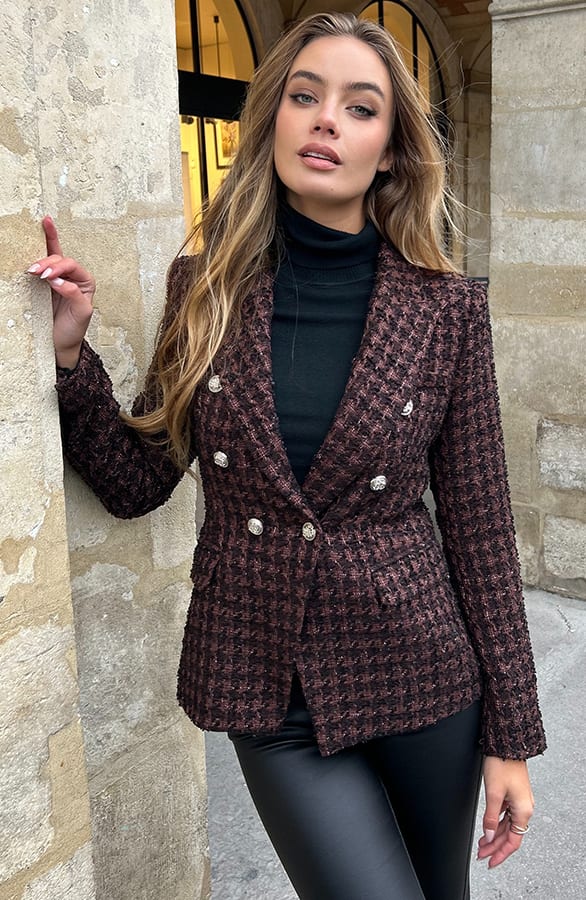 Elegant Boucle Blazer Taylor Choco