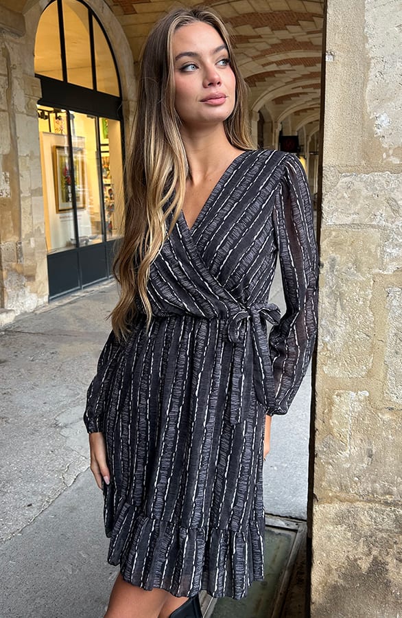 Elegant Dress Ellie Pattern Zwart