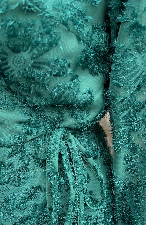 Franje Wikkel Jurk Flared Mouw Emerald – alle jurkjes — foto 5