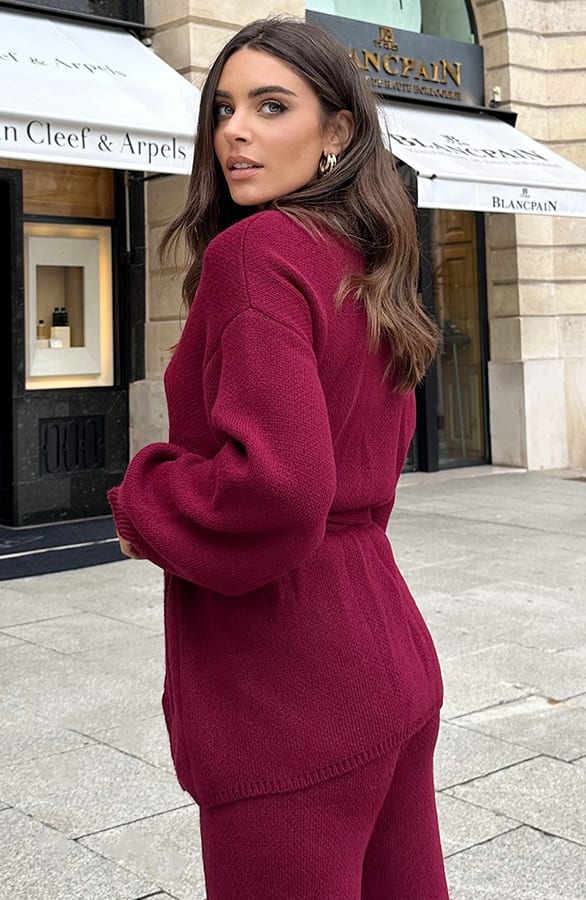 Gebreid Wikkelvest Burgundy – shoparchief — foto 4