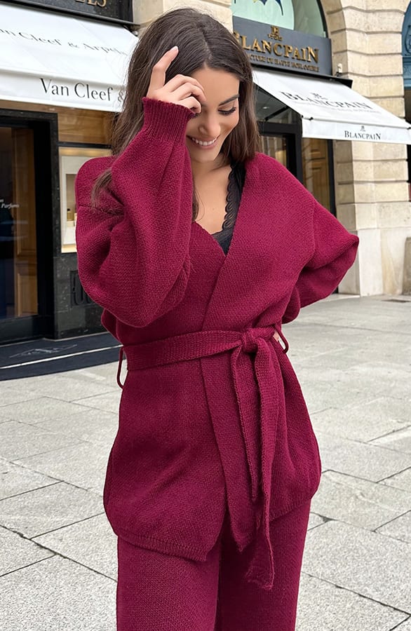 Gebreid Wikkelvest Burgundy – shoparchief — foto 5