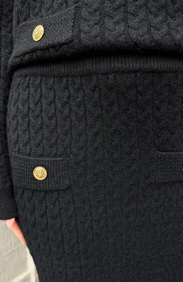 Gebreide Kabel Rok Zwart – kleding — foto 4