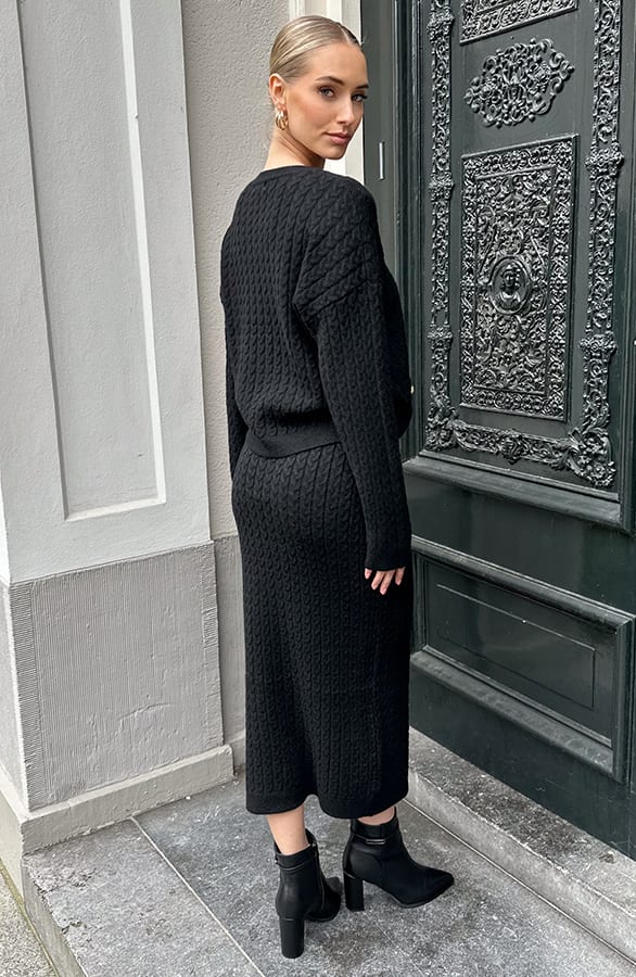Gebreide Kabel Rok Zwart – kleding — foto 3