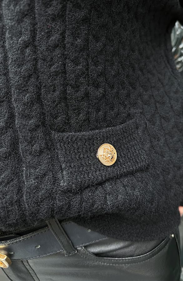 Gebreide Kabel Trui Zwart – shoparchief — foto 4