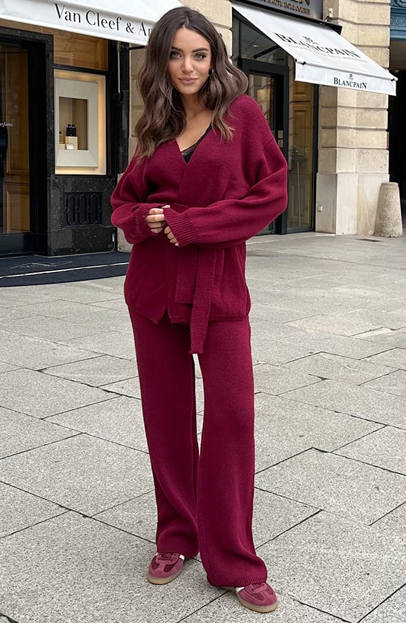 Gebreide Lounge Broek Burgundy – kleding — foto 5