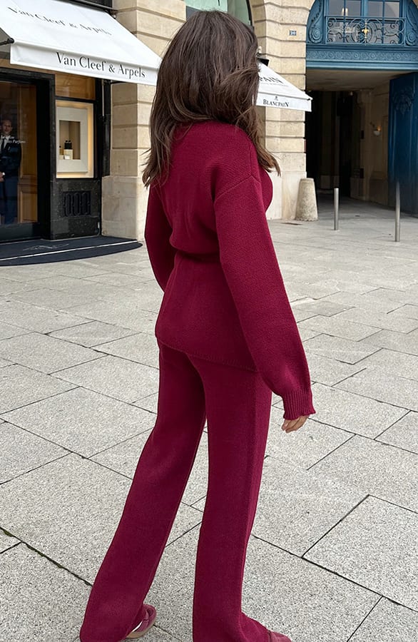 Gebreide Lounge Broek Burgundy – kleding — foto 4