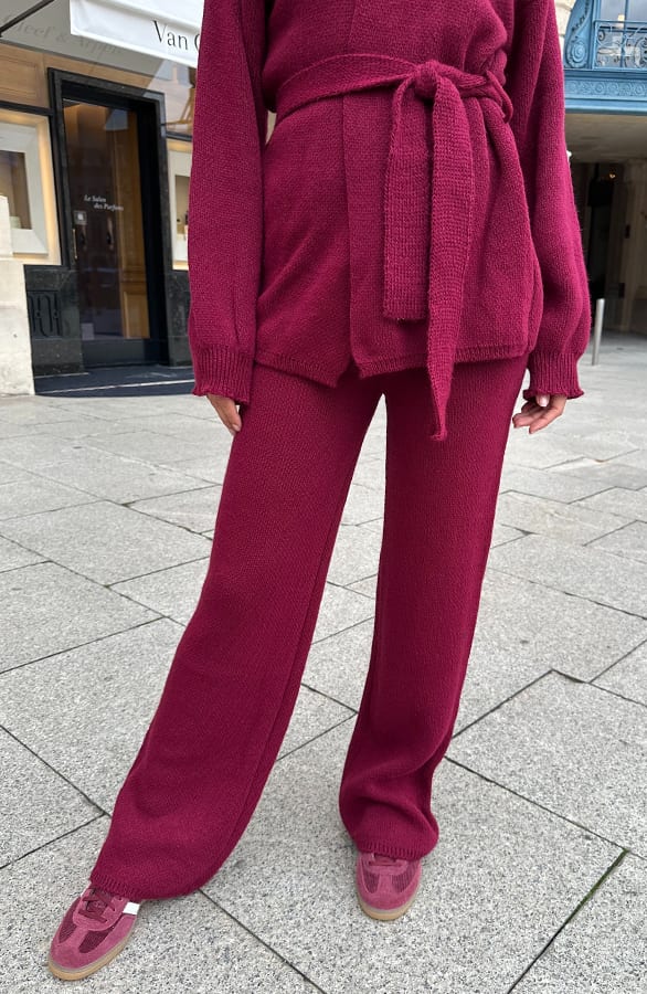 Gebreide Lounge Broek Burgundy – kleding — foto 3