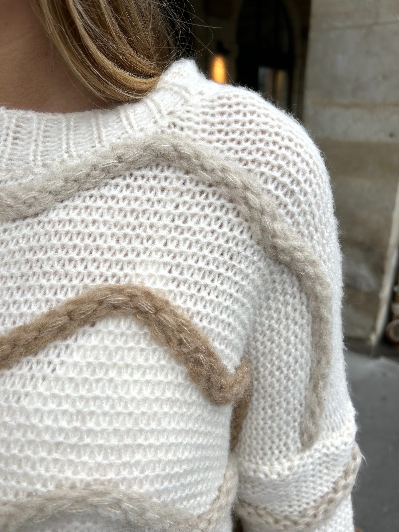 Gebreide Trui Met Chevron Beige – truien — foto 6