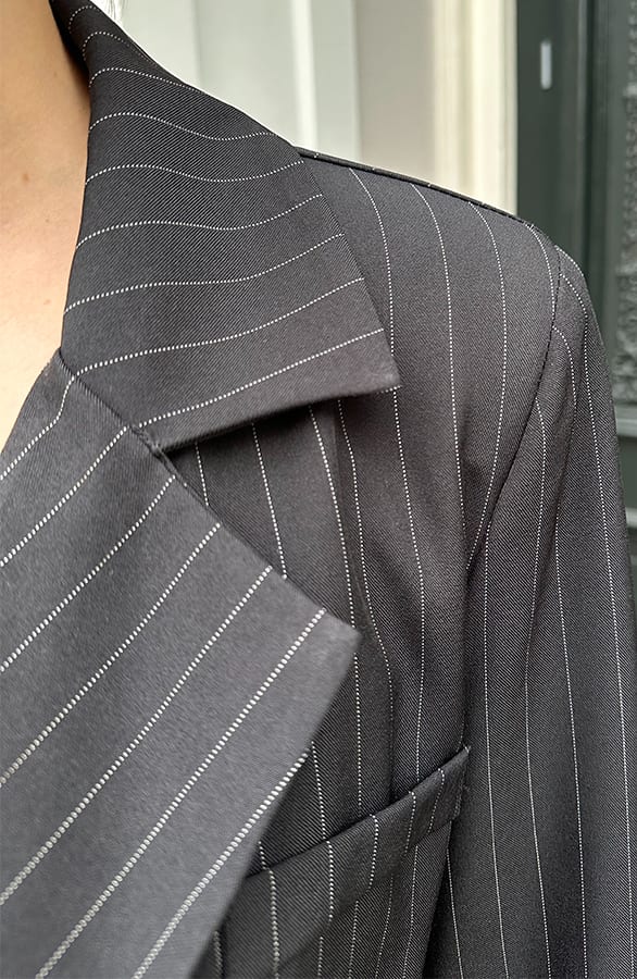 Gestreepte Oversized Blazer Zwart – blazers — foto 5