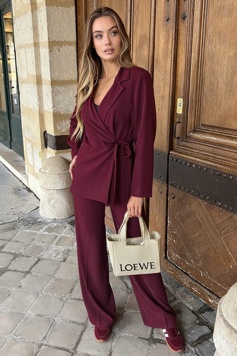 Getailleerde Blazer Met Strik Burgundy 2.0 – shoparchief — foto 5