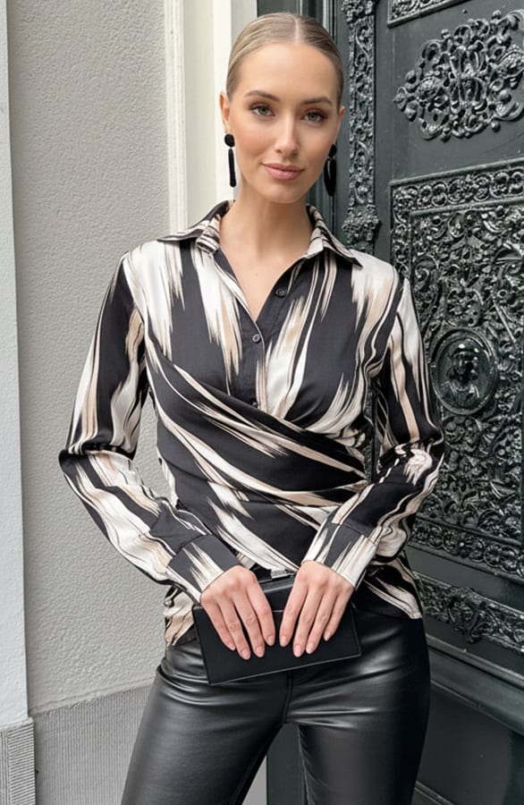 Getailleerde Wrap Blouse Met Print – shirts & tops — foto 2