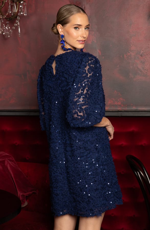 Glitter Dress Met See-Through Pofmouw Navy – alle jurkjes — foto 7